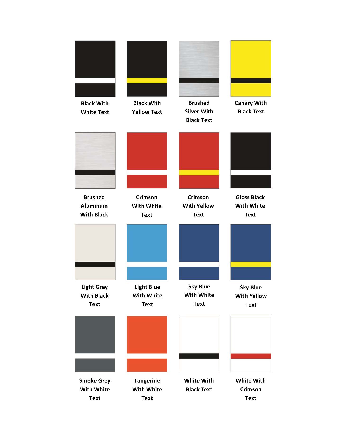 Engraved Plastic Name Tag Colors